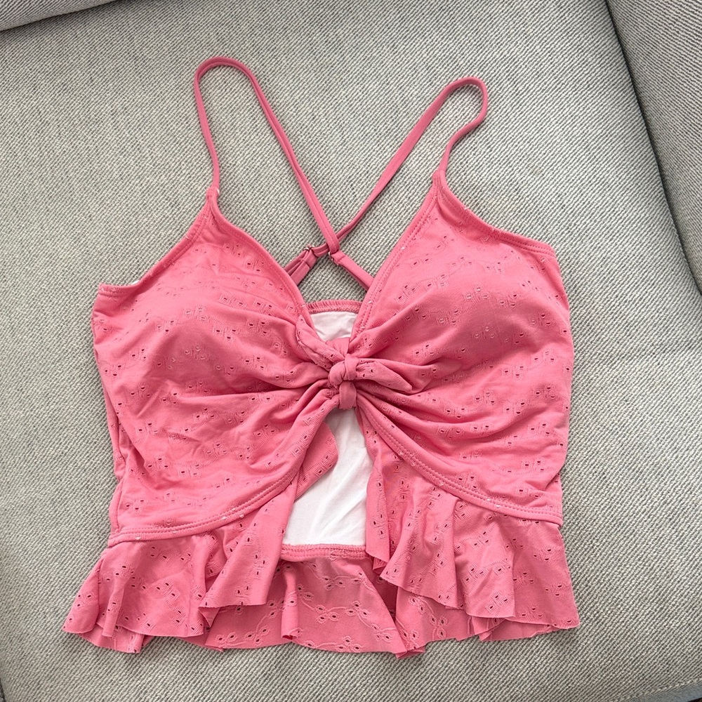 Coral Reef Pink Ruffle Crop Top Bikini